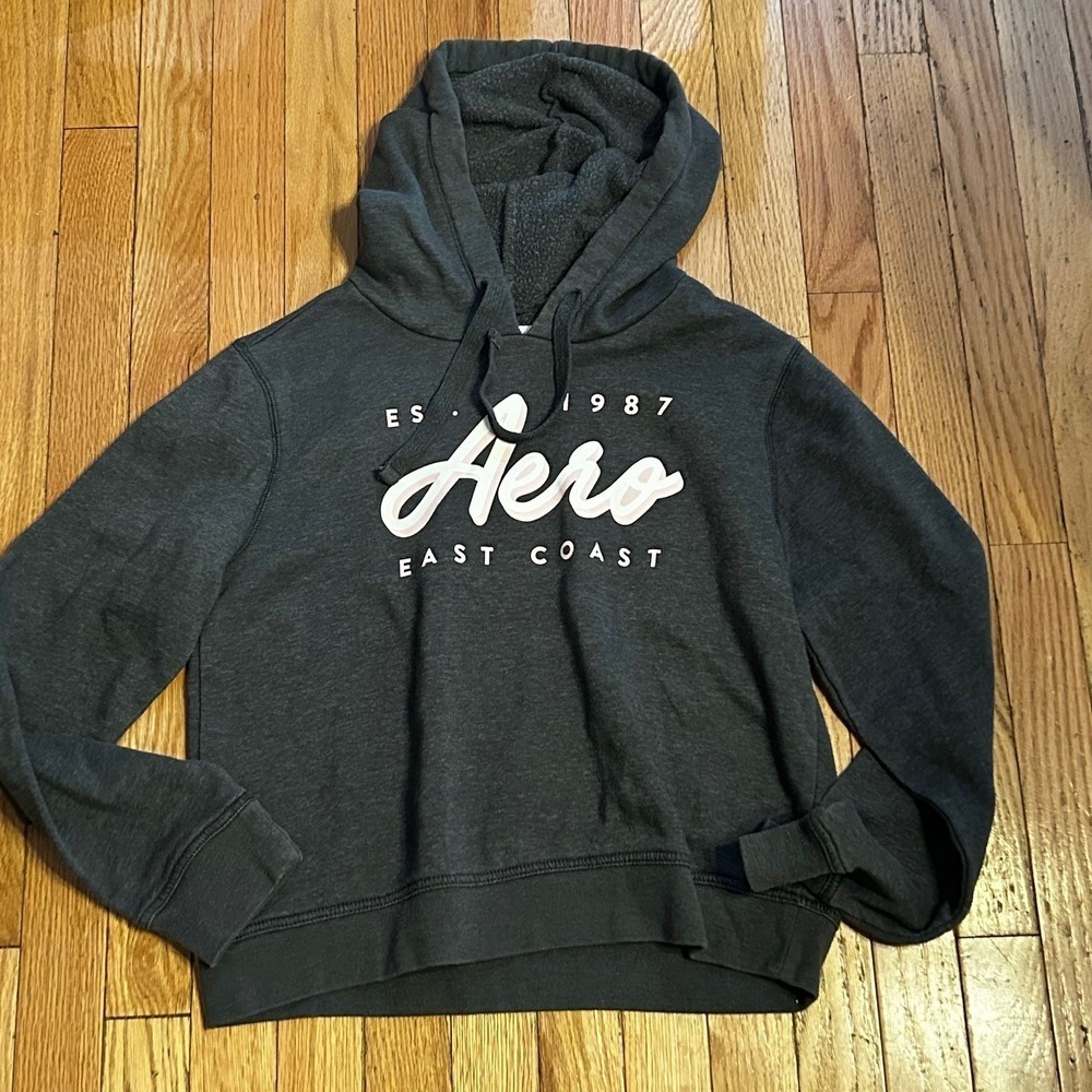 Aeropostale East Coast Hoodie Sweatshirt Gray Logo Size Medium